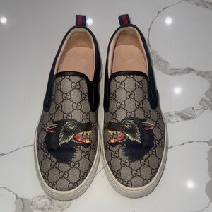 Gucci Men's Supreme Wolf Slip-On Loafers